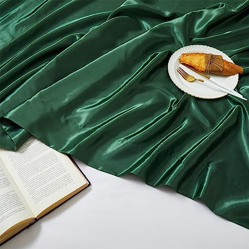 Ersmak Full Satin Flat Sheet - Luxury Ultra Soft Bedding, Emerald Green