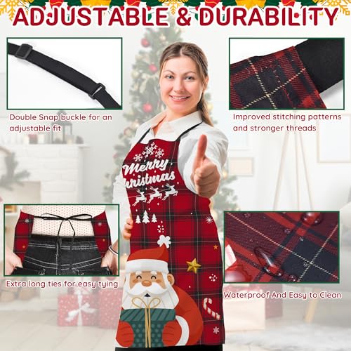 Plus Size Christmas Chef Bib Aprons - Funny Holiday Kitchen Gift for Women Men