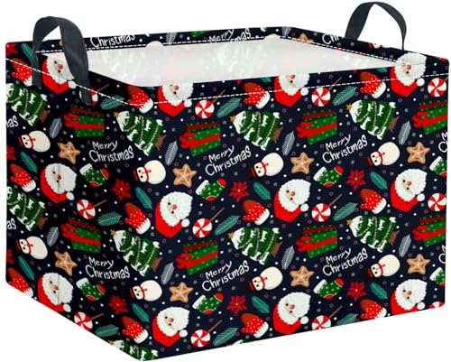 Collapsible Christmas Storage Basket Waterproof Rectangular Bin Blue