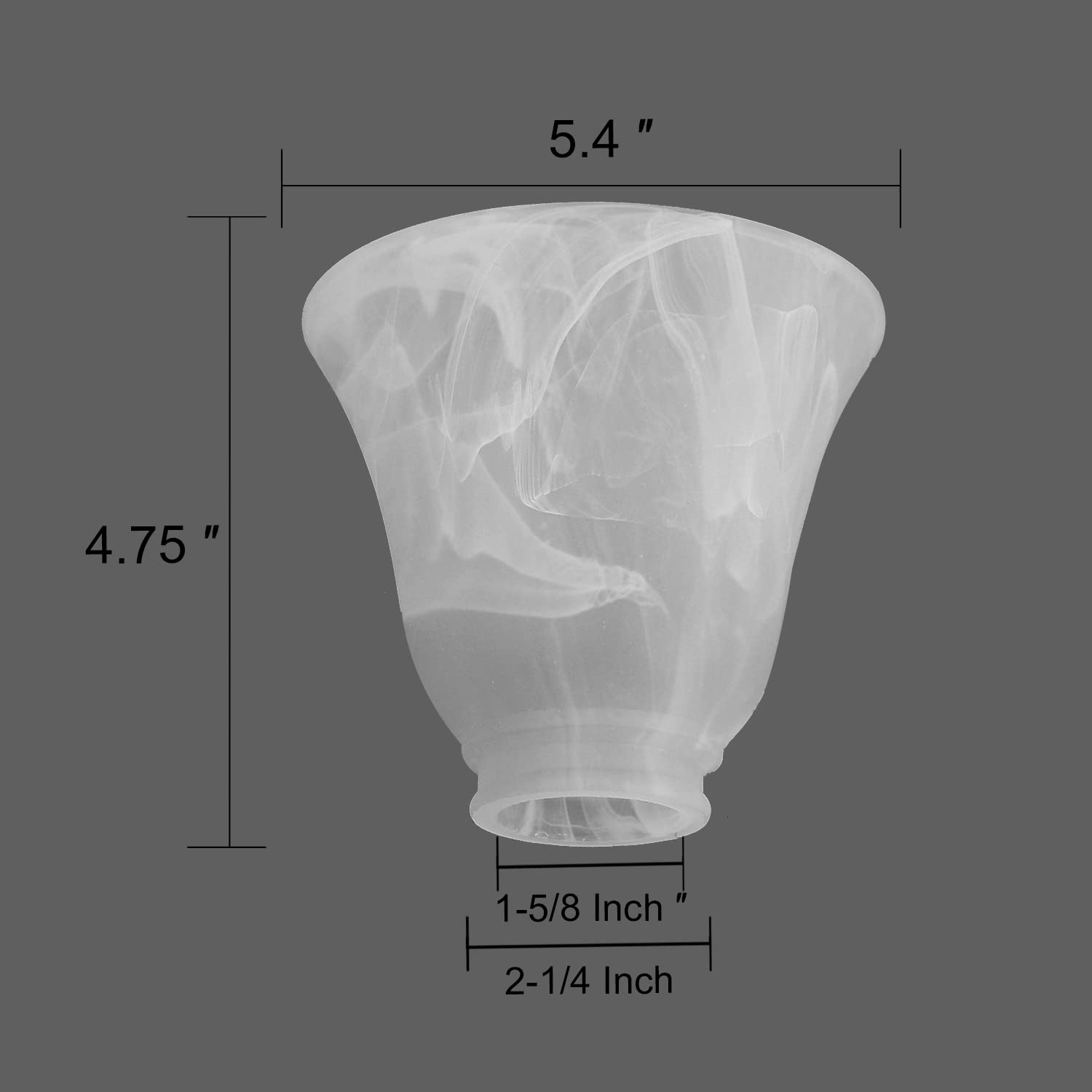 Voguad 4 Pack Ceiling Fan Replacement Glass Shade 2-1/4 inch Fitter, Glass Light Cover White Alabaster Glass Globe for Chandelier, Bathroom Vanity Light Fixture, G0108
