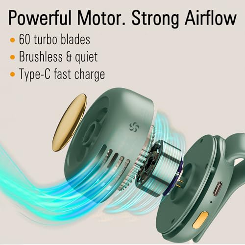 Mini Bladeless Clip-On Fan with 3 Speeds - Portable Wearable Cooler
