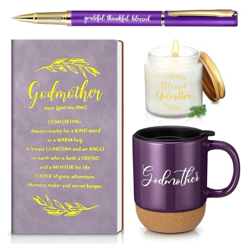 Purple Godmother Gifts Set for Women from Godchild - Mug, Candle, Notebook & Pen