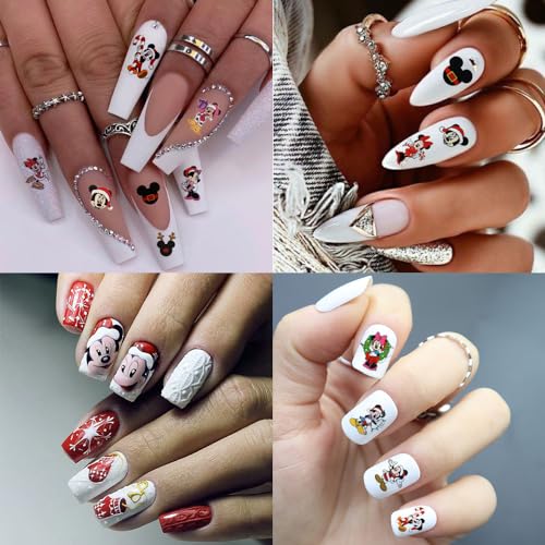 Tezocr 8 Sheets Christmas Nail Stickers 3D Self Adhesive Winter Decals