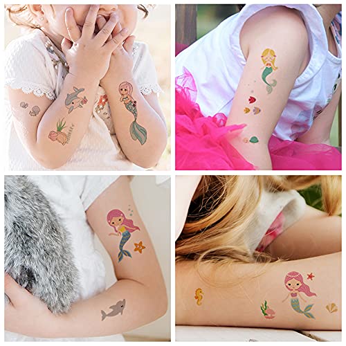 Felico 80pcs Mermaid Temporary Tattoos for Kids Party Favors and Decor