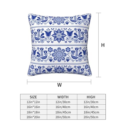 Scandinavian Folk Art Throw Pillow Covers Set of 2 - 18x18"