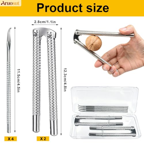 Silver Stainless Steel Nut Cracker & Seafood Picks Set - 2Pcs & 4 Picks