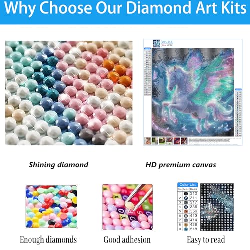 5D Unicorn Diamond Art Kit for Adults - DIY Round Painting