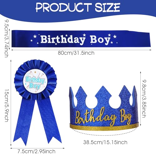 Blue Birthday Boy Crown Hat - King Party Accessory Set