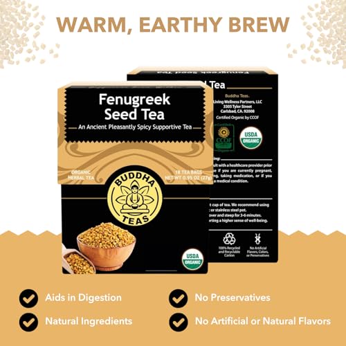 Organic Fenugreek Seed Tea - Caffeine-Free Herbal Tea, 18 Bags