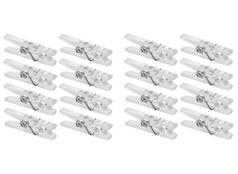 20pcs Mini Clear Plastic Clothes Pegs - 2.5cm Photo Clips