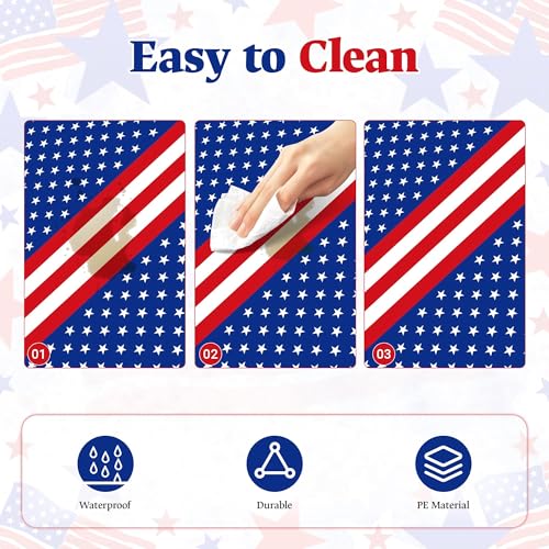 Childom Patriotic Tablecloths - 3 Pack American Flag Plastic Covers 54x108"