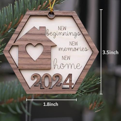 New Home Ornament 2024 - Wood Christmas Gift for Housewarming