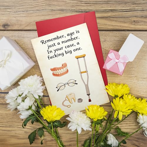 Funny Offensive Birthday Card - Rude Sarcastic Old Age Gag Card for Best Friends