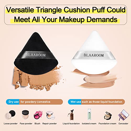 BLAAROOM 6-Piece Soft Triangle Velour Powder Puffs for Face Makeup