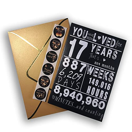 Premium Birthday Card for 17 Year Old Teen - Blank Inside, Envelope Included