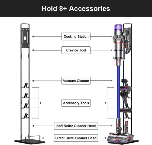 Foho Vacuum Stand Compatible for Dyson V15 V11 V10 V8 V7 V6 with Wheels,Metal Storage Bracket Stand Holder Compatible for Dyson Handheld Cordless Vacuum Cleaners & Accessories & Attachments