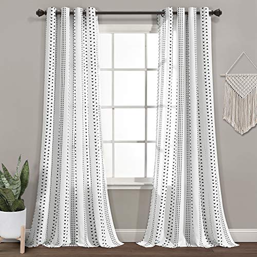 Lush Decor Hygge Stripe Light Filtering Window Curtain Panels Pair 52" W x 84" L Black & White - Striped Curtains for Bedroom - Living Room Curtains