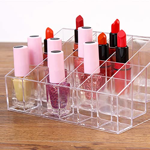 24-Slot Clear Acrylic Lipstick & Lip Gloss Organizer Display Rack