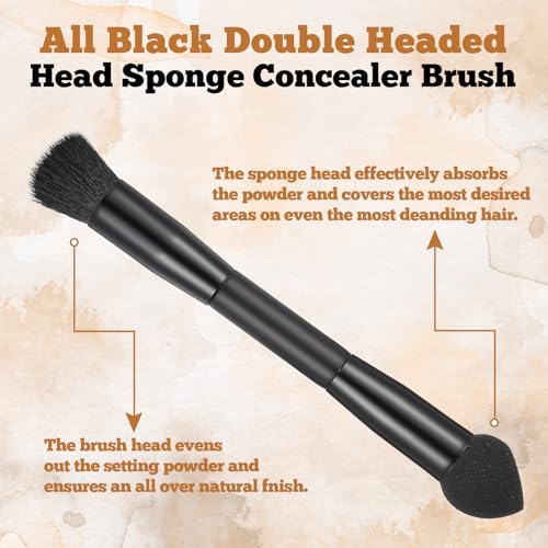 JIEYAO 2 Pcs Dual Ended Hairline Powder Brush with Sponge Tip & Soft Bristle