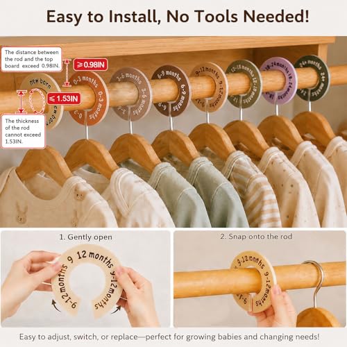 Baby Closet Dividers Set - 12 Pcs Double-Sided Size Organizers