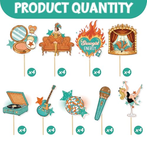 Showgirl Birthday Party Decorations - 36 Pcs Music Theme Cupcake Toppers