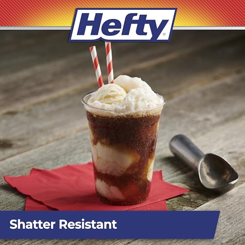 Hefty Party Perfect Clear Plastic Cups, 18oz, 28 Count - Shatter-Resistant