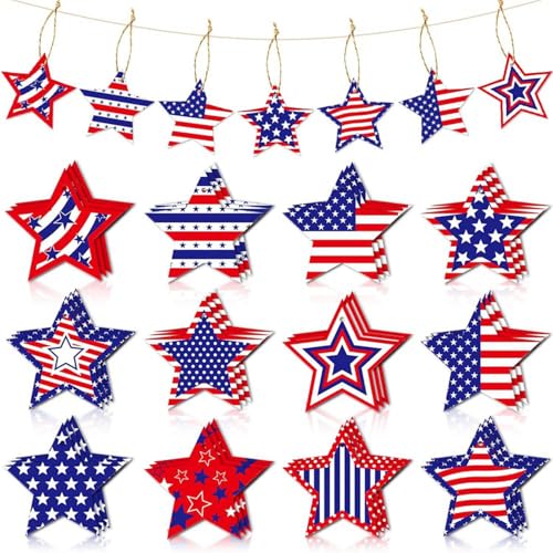 12 PCS 4th of July Hanging Ornaments - Patriotic Star Decorations