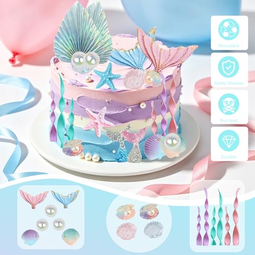 24-Piece Mermaid Cake Topper Set - Under the Sea Birthday Decorations