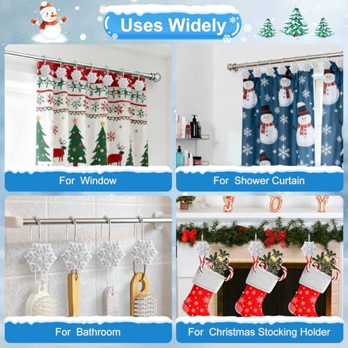 VinTS 12-Pack Silver Snowflake Shower Curtain Hooks for Christmas Decor