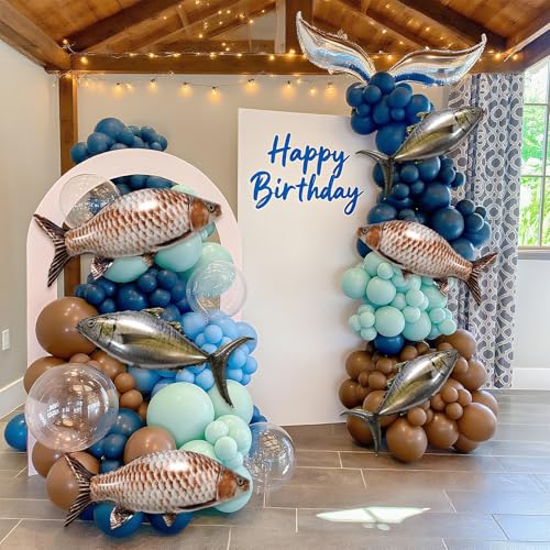 Realistic Fish Balloons Set - 6pcs Tuna & Carp Foil Balloons for Fishing Party Decor