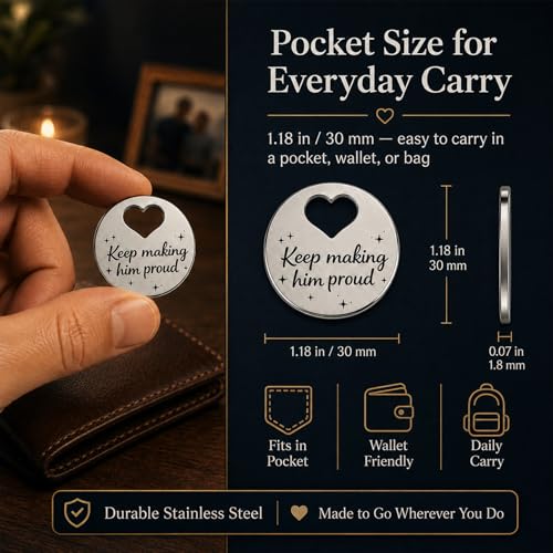 Memorial Keepsake for Loss of Dad - Heart Token & Sympathy Card Gift