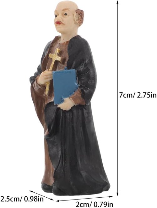 Hemoton Tiny Priest Statue - Intricate Resin Figurine for Church & Home Decor | Miniature Religious Collectible