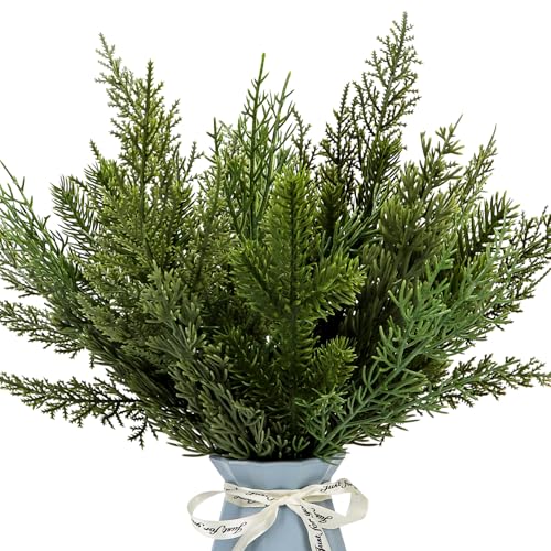 Artificial Pine Branches Set of 40 Assorted Faux Evergreen Stems for Christmas Wreaths & Garlands - Green