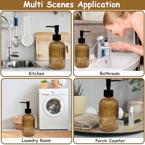 YYTSGG Black Glass Soap Dispenser - 13.5oz Refillable Lotion Pump