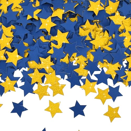 300Pcs Glitter Star Confetti - Blue & Gold Party Decorations