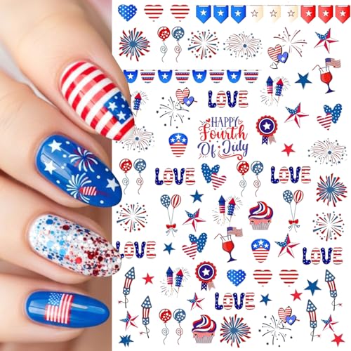 4th of July 3D Nail Art Stickers Self-Adhesive Patriotic Decals