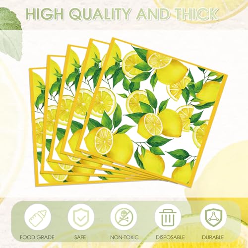 Lemon Napkins, 40pcs 2-Ply Decorative Citrus Paper Napkins for Party Decor