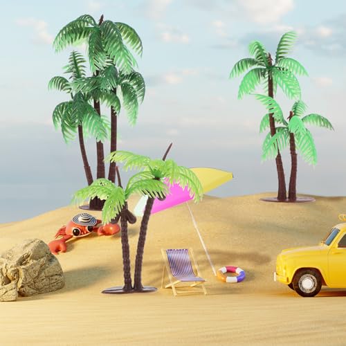 10 Pcs Mini Palm Tree Cake Toppers | Artificial Coconut Trees for DIY Decor