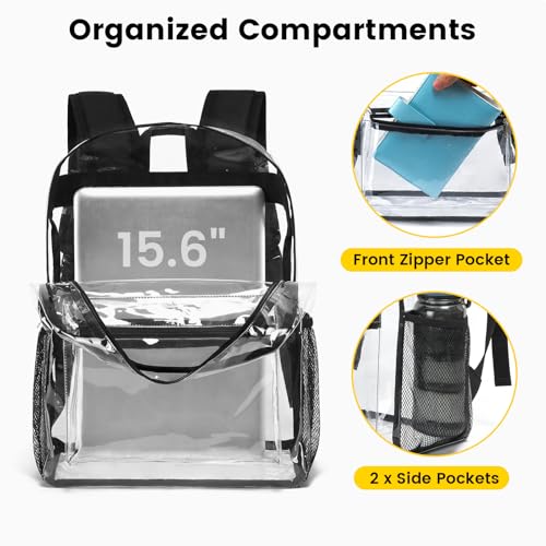 Vorspack Heavy Duty Clear Backpack for School - 16 Inch Transparent Bookbag