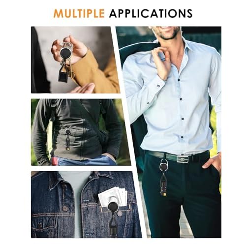 10 Pcs Retractable Lighter Clip Holder, Keychain Lighter Leash with Clip (Black)