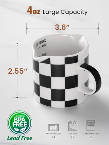 ABRUTY 5 OZ Ceramic Espresso Cups with Double Spouts & Handle