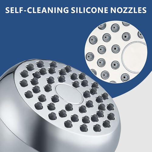 High Pressure Rain Shower Head with Anti-Clog Silicone Jets