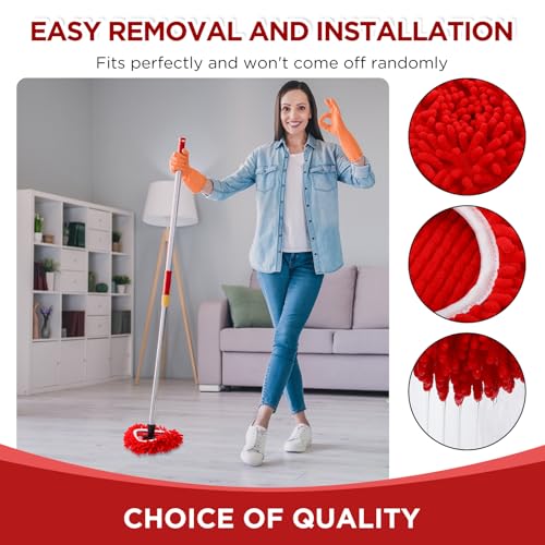 Baderke Chenille Duster Mop Head Refills - 3 Pack for Floor Cleaning