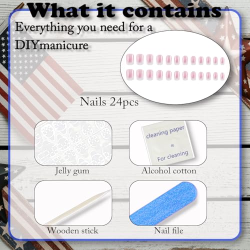 Fxujen Square Press On Nails Pink Ombre Acrylic False Nails Kit