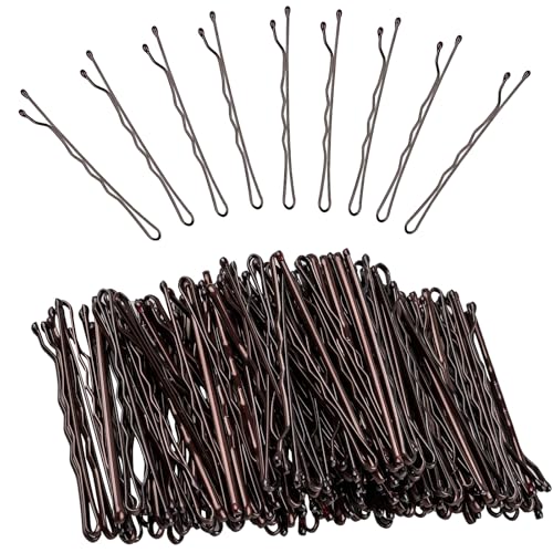 FVOLREM Brown Bobby Pins 260pcs - 2 Inch Wavy Non Slip Hair Pins