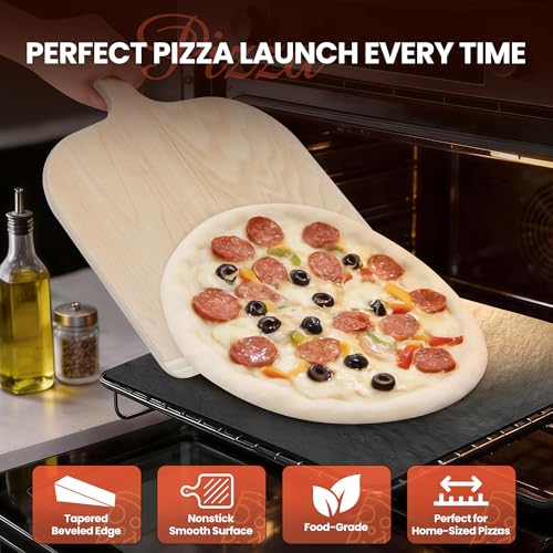 Gicyiit 11-Inch Wooden Pizza Peel with Beveled Edge for Easy Launching