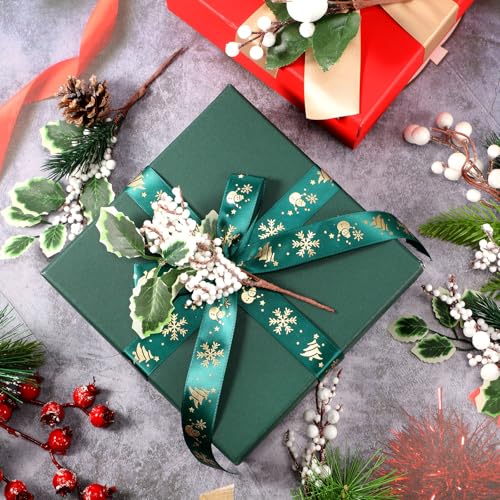 Elegant 24 Pcs Christmas Floral Picks Snowy Pine Cones Holly Greenery Holiday Decor