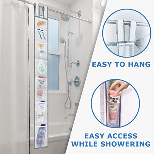 Skywin Hanging Mesh Shower Caddy - 7-Pocket Portable Organizer, White