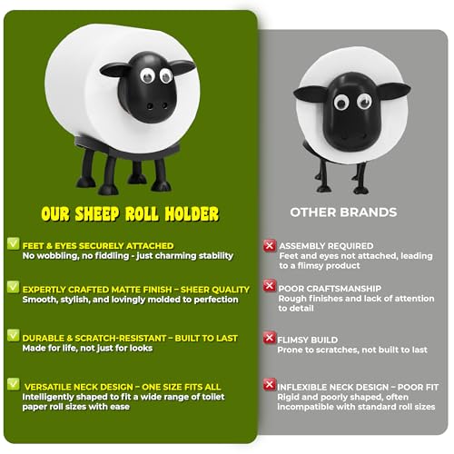 VELENTI Sheep Toilet Roll Holder - Funny 3D Printed Free Standing Storage