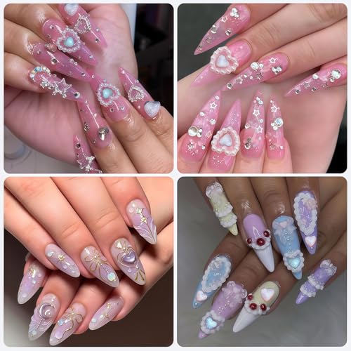 Aurora Heart Nail Art Charms Mixed Size Crystal Gems 50Pcs